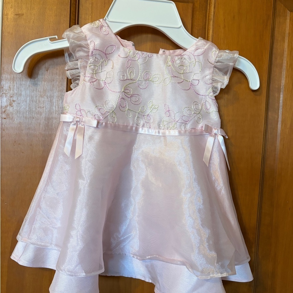 Bonnie Baby Light Pink Dress with Embroidery - Picture 4 of 6